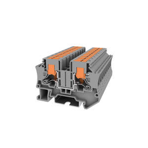 Проходная клемма TPV6-2-GY, Проходная клемма, с боковым подключением, тип фиксации провода: Push-in, номинальное сечение: 6 мм кв., 41A, 1000V, ширина: 8,2 мм, цвет: серый, тип монтажа: DIN35