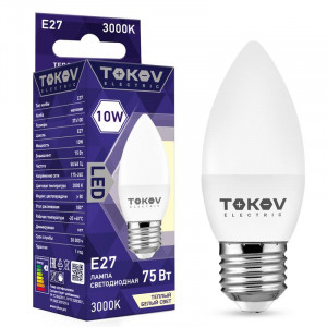 Лампа светодиодная 10Вт С37 3000К Е27 176-264В TKE-C37-E27-10-3K