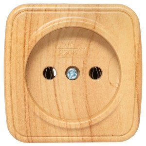Розетка 1-местная ОП Минск 10А без заземления светлое дерево EGR10-022-30