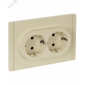 FORTE&PIANO Розетка 2-местная с заземлением с защитными шторками безвинтовое крепление 16А FP423 ваниль IEK FP-R24-16-1-K10