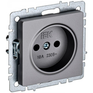 Розетка 1-м СП BRITE РС10-1-0-БрС 10А без заземл. без защ. шторок сталь BR-R10-10-K46