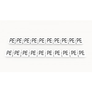 Маркировка (в кассетах) ZB10-10P-19-29Z(H), Кассета с маркировочными шильдиками, для клемм сечением 10 мм.кв., верхняя, 10 шильдиков, нанесенные символы: PE, с вертикальным расположением, размер шильдика: 9,3 x 10,7 мм, цвет: белый