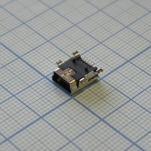 miniUSB A B-03 на плату, Разъем mini USB тип В, розетка на плату SMD, 5 контактов