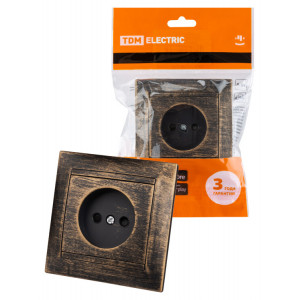 Розетка 2П 10А 250В с защ. шт. старинная бронза "Лама" SQ1815-0751
