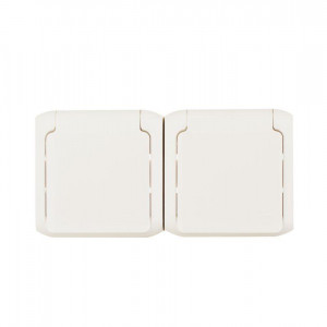 Розетка 2-м ОП Quteo 16А IP44 250В 2х2P+E с заземл. защ. шторки с крышкой бел. 782323