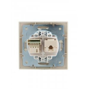 Розетка компьютерная + телефонная 2-м СП Mira RJ45 + RJ11 крем./крем.. 701-0303-143