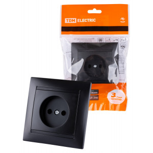 Розетка 2П 10А 250В графит "Лама" SQ1815-0622