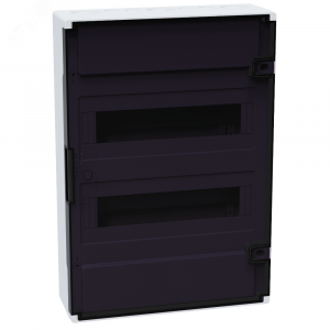 Щит распределительный навесной с пластиковой черной прозрачной дверцей на 24 модуля, OptiBox Pro 24-NKR-IP40 379798