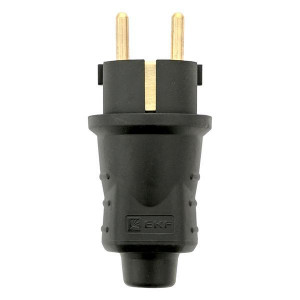 Вилка прямая 16А 2P+PE 230В IP44 каучук черн. RPS-011-16-230-44