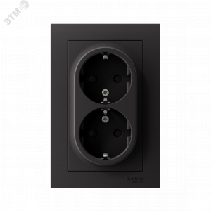Розетка 2-м СП AtlasDesign 16А IP20 с заземл. защ. шторки в сборе карбон SE ATN001026