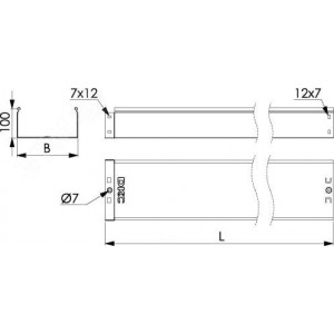 Лоток листовой неперфорированный 150х100 L3000 сталь 0.7мм 35102