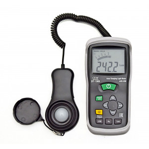 DT-1309 люксметр, Измерение освещённости 400000Lux ±5.0%, ЖК дисплей 4000 отсчетов, Выбор функции измерения FC/Lux регистрации пиковых значений PEAK HOLD, USB, ПО