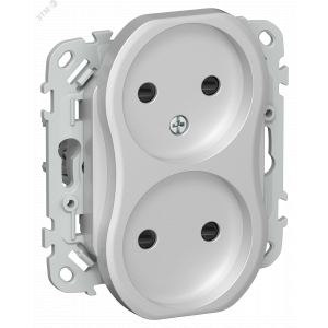FLITE Розетка 2-местная без заземления с защитными шторками безвинтовое крепление 10А РСш02-1-ФлА алюминий IEK FI-R23-10-1-K47