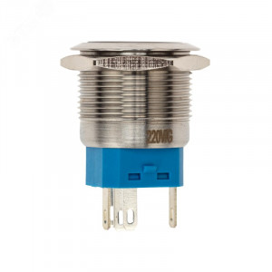 A22-A1-250V с зеленой подсветкой, Кнопка антивандальная с подсветкой 250В d22 5A 250B (6c) (ON)-OFF/(OFF)-ON