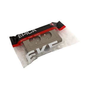 Механизм розетки двойной, 16А, без заземления, без шторок, с рамкой, шампань Эпика EKF UP1-SOC-200