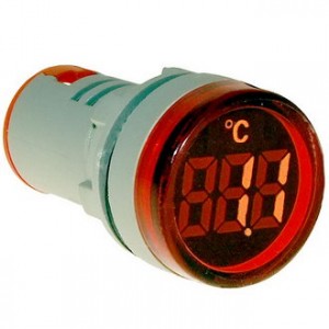 DMS-245, Цифровой LED термометр -20+199°C, AD16-22TM, красный, установка на панель в отв d=22мм