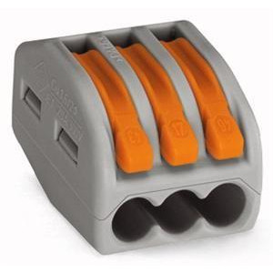 Клеммник 3х(0.08-2.5(4.0)) WAGO 222-413, Клемма универсальная серия 222 3 контакта