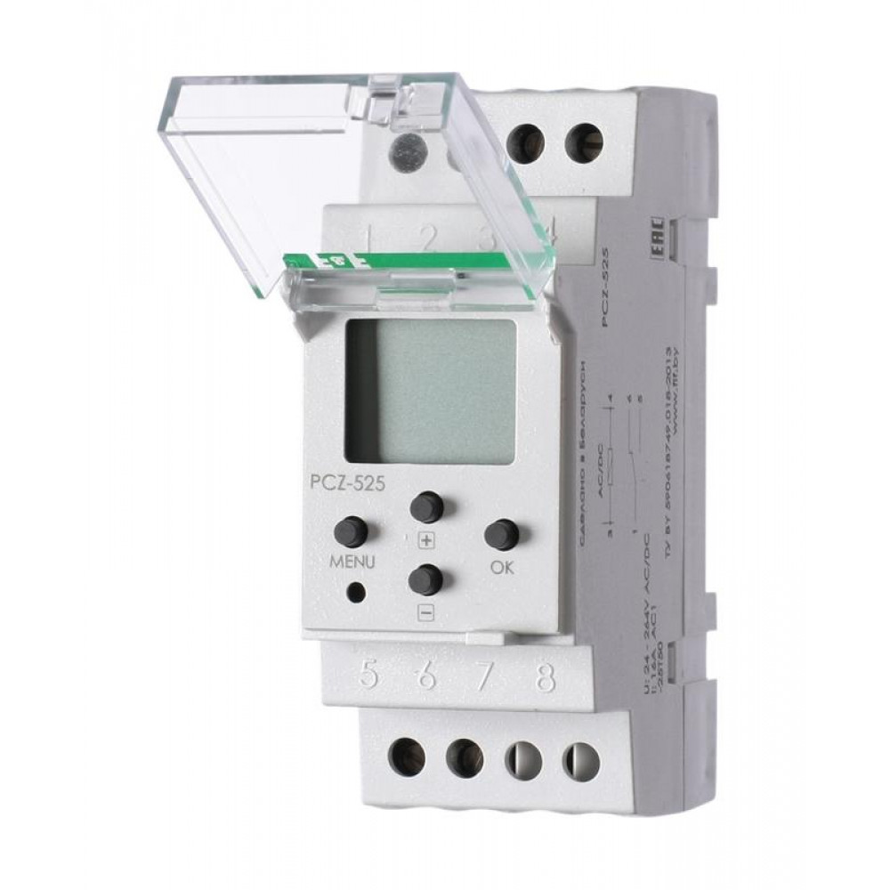 Изображение товара Реле времени астрономическое PCZ-525 24-264В AC/DC 16А, монтаж DIN-рейка