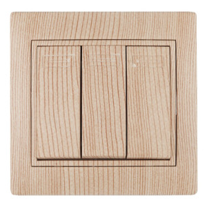 1-106-11 Выключатель тройной, 10А-250В, IP20, СУ, Plano, сосна (10/200/2400) Б0030053