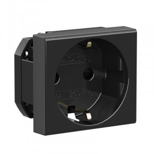 Розетка 1-м 2мод. Viva 16А IP20 2P+E с заземл. защ. шторки черн. 45205
