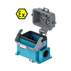 Закрытое основание разъема EX EX GUT GU 6 M25 09IA Z0, Основание разъема на панель, закрытое, типоразмер 6B, взрывозащита, с уплотнителем, 1 кабельный ввод M25x1,5, IP54, с нижним расположением, с одной защелкой, с пластиковой защитной крышкой, материал корпуса: цинковый сплав