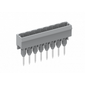 Вилочный разъем на плату 450217/110, Вилочный разъем, вертикальный, на плату, шаг: 5.0 мм, 17 полюсов, фиксация на плате пайкой, исполнение: длина выводов 5 мм, 320V, 12A, цвет: серый