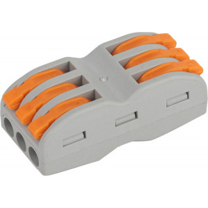 Клемма СМК серия 423 проходная 3 плюса с рычагом 0.08-4мм2 упаковка 50 шт Б0057073