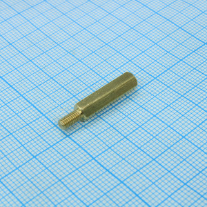 PCHSN-18, Стойка латунная, без покрытия шестигранная М3 отверстие-винт, L=18мм