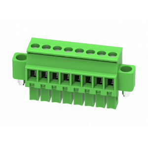 Розеточный разъем на кабель MC-RE3.5V11C-RK-0001, Розеточный разъем, угловой, на кабель, шаг: 3.5 мм, 11 полюсов, фиксация провода винтовая, исполнение: с монтажными фланцами, 160V, 8A, цвет: зеленый