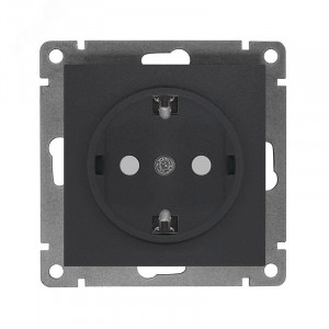 Розетка одноместная UNIVersal серия Афина с/з, з/ш, с/у, 16А, 220В, графит (еврослот), механизм A0049-Gr