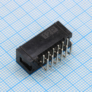 DS1013-12RSIB-B-0-X, IDC разъем, вилка на плату угловая двухрядная 12pin(2x6)., шаг 2.54мм