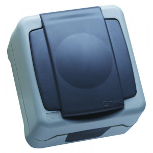 Розетка 1-м ОП 16А IP55 с заземл. с крышкой сер. 36064099