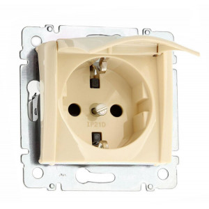 Розетка Valena 2К+З. Немецкий стандарт с крышкой, слоновая кость 695614