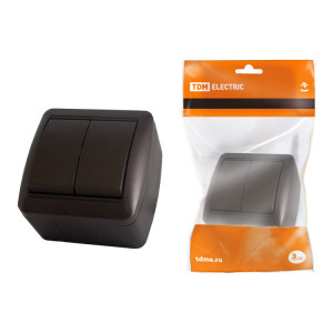 Выключатель 2-кл. открытой установки IP44 10А шоколад "Селигер" SQ1818-0202