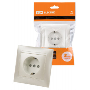 Розетка 2П+З 16А 250В с защ. шт. перламутр "Лама" SQ1815-0811