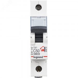 Выключатель автоматический модульный 1п C 50А 6кА TX3 6000 1мод. 230/400В Leg 404033