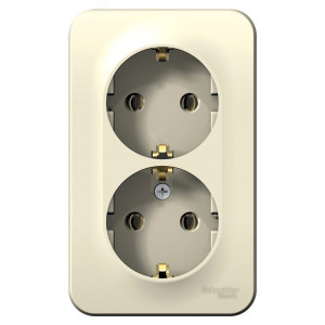 BLANCA О/У РОЗЕТКА двойная с заземл. без штор. ИЗОЛ.ПЛ.,16А, 250В, МОЛОЧНЫЙ C2 BLNRA010212