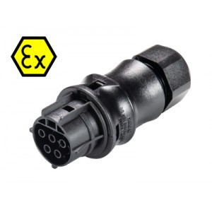 Разъем RST20I5SXB1 ZR1 SW, Взрывозащищенный розеточный разъем на кабель диам. 6-10 мм, IP68(69k), 5 полюсов, винтовая фиксация провода, номинальные характеристики: 250/400V, 20A, цвет: черный, серия RST Ex