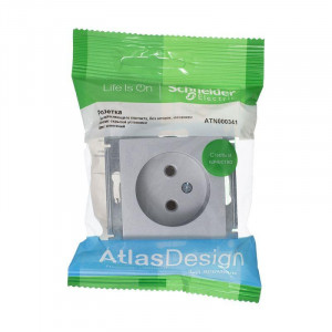 Розетка 1-м СП AtlasDesign 16А IP20 без заземл. без защ. шторок механизм алюм. SE ATN000341