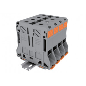 Проходная клемма TAPO95-2-GY, Проходная клемма, тип фиксации провода: пружинный, номинальное сечение: 95 мм кв., 232A, 1000V, ширина: 25 мм, цвет: серый, тип монтажа: DIN35