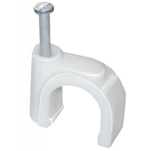 Скоба крепежная круглая с гвоздем d6мм пластик. (уп.100шт) USK11-06-100