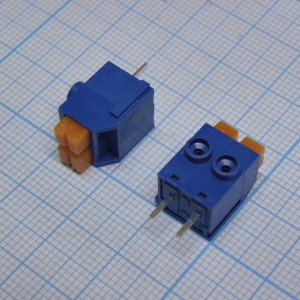 DG390-5.0-02P-12-00A(H), Нажимной безвинтовой клеммный блок 2 контакта. Зажим типа торцевой контакт Серия DG390-5.0