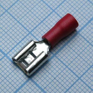 FDD1.25-250  Red, наконечник кабельный ножевой (гнездо) с изоляцией 0.8х6.35мм, сеч. пров. 0.5-1.5мм2