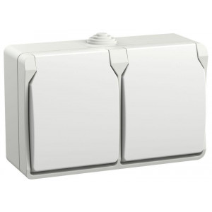 FORS Розетка 2-местная с заземлением для открытой установки 16А IP54 РСб22-3-ФБ белый ERS22-K01-16-54-DC