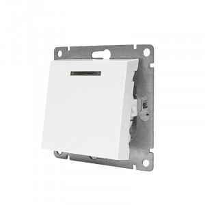 Выключатель одноклавишный с подсветкой UNIVersal серия Афина , с/у, 10А, 220В, механизм, белый (еврослот) A0121