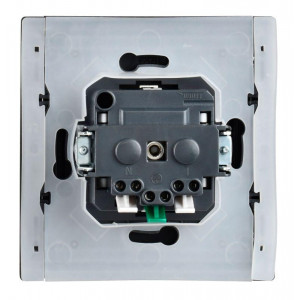 FORTE&PIANO Розетка 1-местная с заземлением с защитными шторками и крышкой безвинтовое крепление 16А IP44 FP119 черный IEK FP-R16-16-1-44-K02