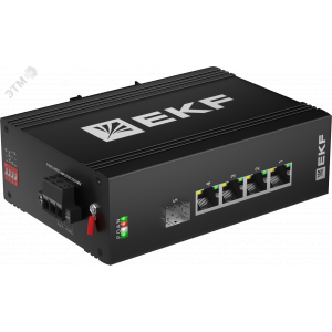 Промышленный неуправляемый коммутатор U-1GX/SFP-4GTP, 1 порт 1000Base-X SFP, 4 порта 10/100/1000Base-T(X) RJ45 c PoE, монтаж на динрейку TSX EKF [TSX-U-1GX/SFP-4GTP]