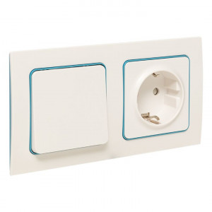 Стокгольм Рамка 2-местная белая с линией цвета синий PROxima EXM-G-305-30