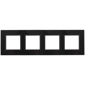 14-5104-05 Рамка на 4 поста, стекло, Elegance, чёрный+антр (5/25/750) Б0034528