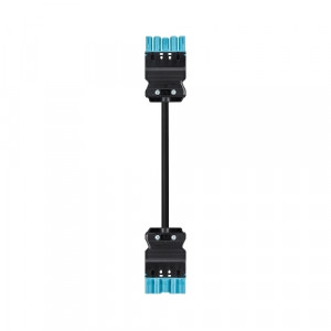 Кабельная сборка GST18I5KSBS15E, Кабельная сборка, оконеченная вилочным разъемом GST18i5, и розеточным разъемом GST18i5, 5 полюсов, длина кабеля: 2 метра, сечение жил кабеля: 5х1,5 мм.кв., номинальное напряжение: 250V / 400V, номинальный ток: 16А, цвет разъема: синий, цвет кабеля: черный